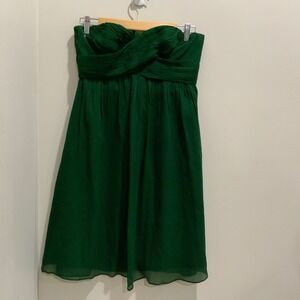 J Crew Strapless Green Silk Bridesmaid Dress Style 22512